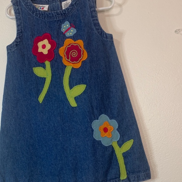Specialty Girl Denim Dress with Colorful Floral Design - Picture 4 of 5